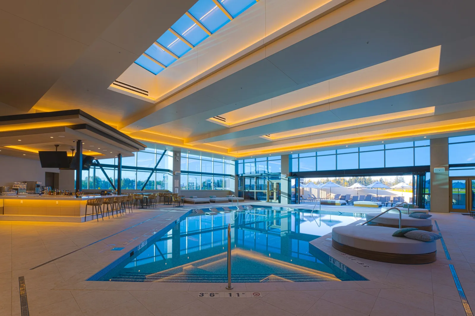 Ilani hotel indoor pool under skylights